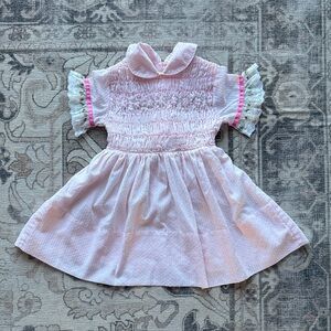 Vintage Polly Finders Smocked Dress with Ruffled Sleeves